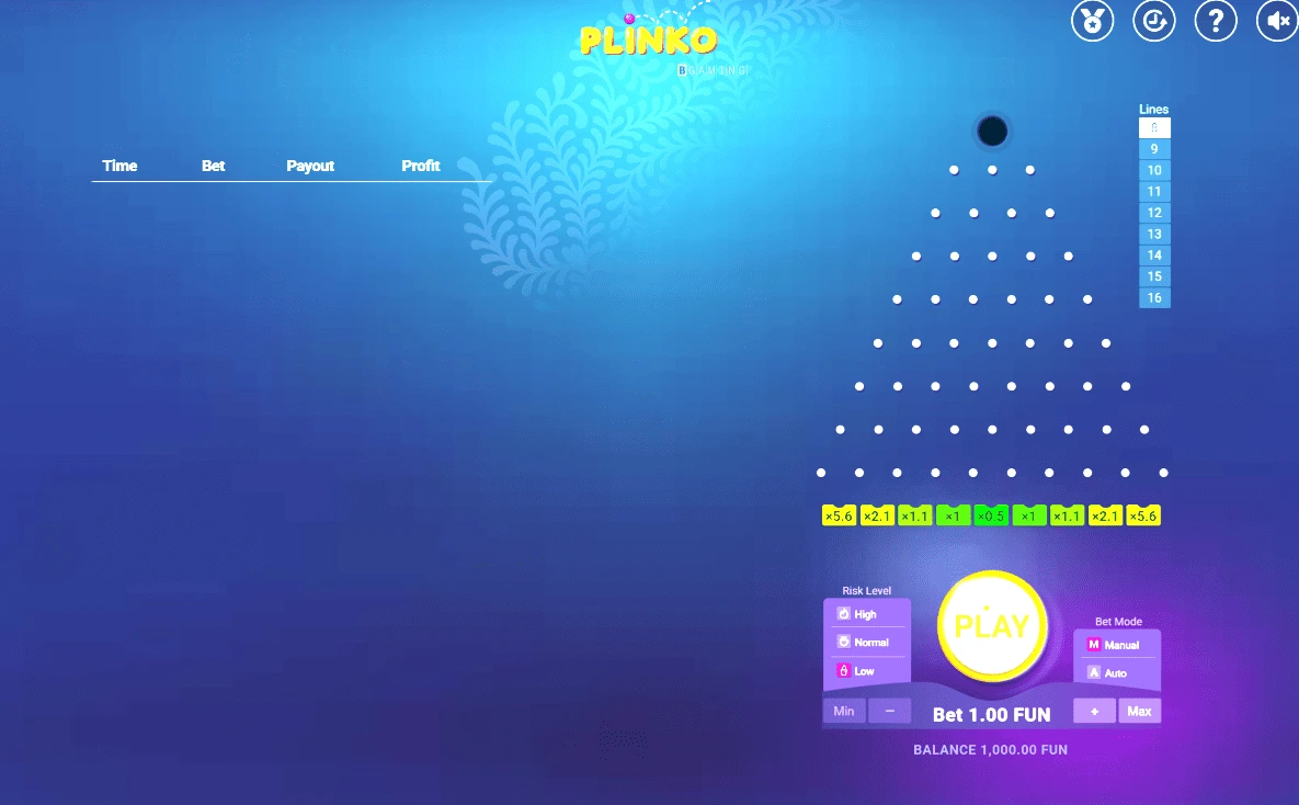 Игровой процесс Plinko от BGaming